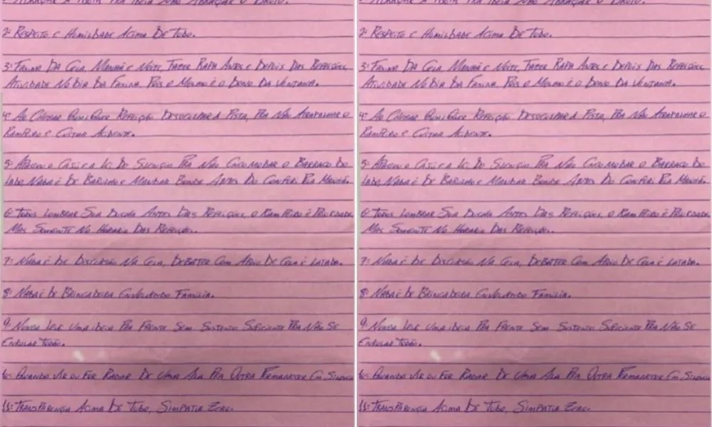 Manuscrito com normas foi encontrado em cela