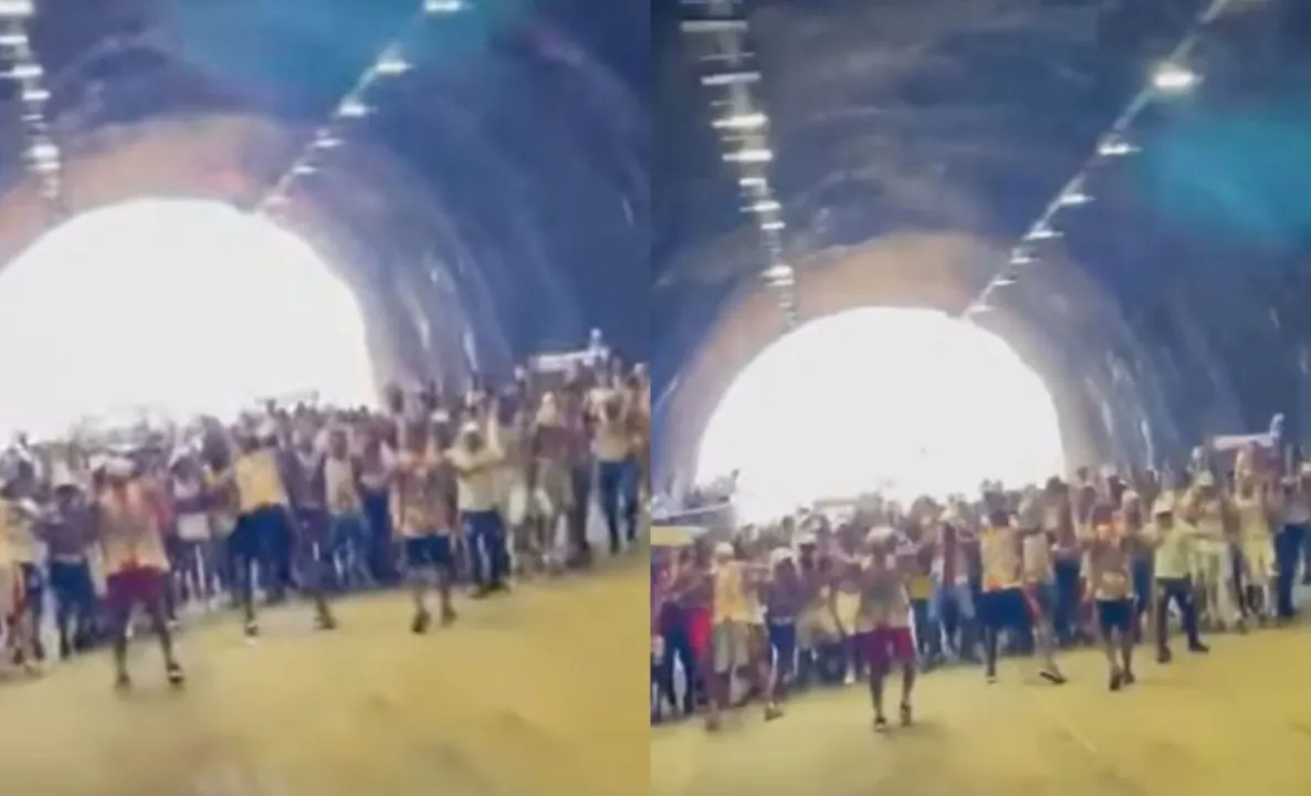 Imagem ilustrativa da imagem Torcida do Vitória mobiliza multidão em túnel antes do Ba-Vi; assista
