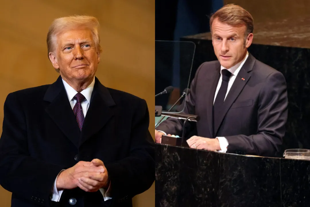 Presidente dos EUA, Donald Trump, e presidente da França, Emmanuel Macron