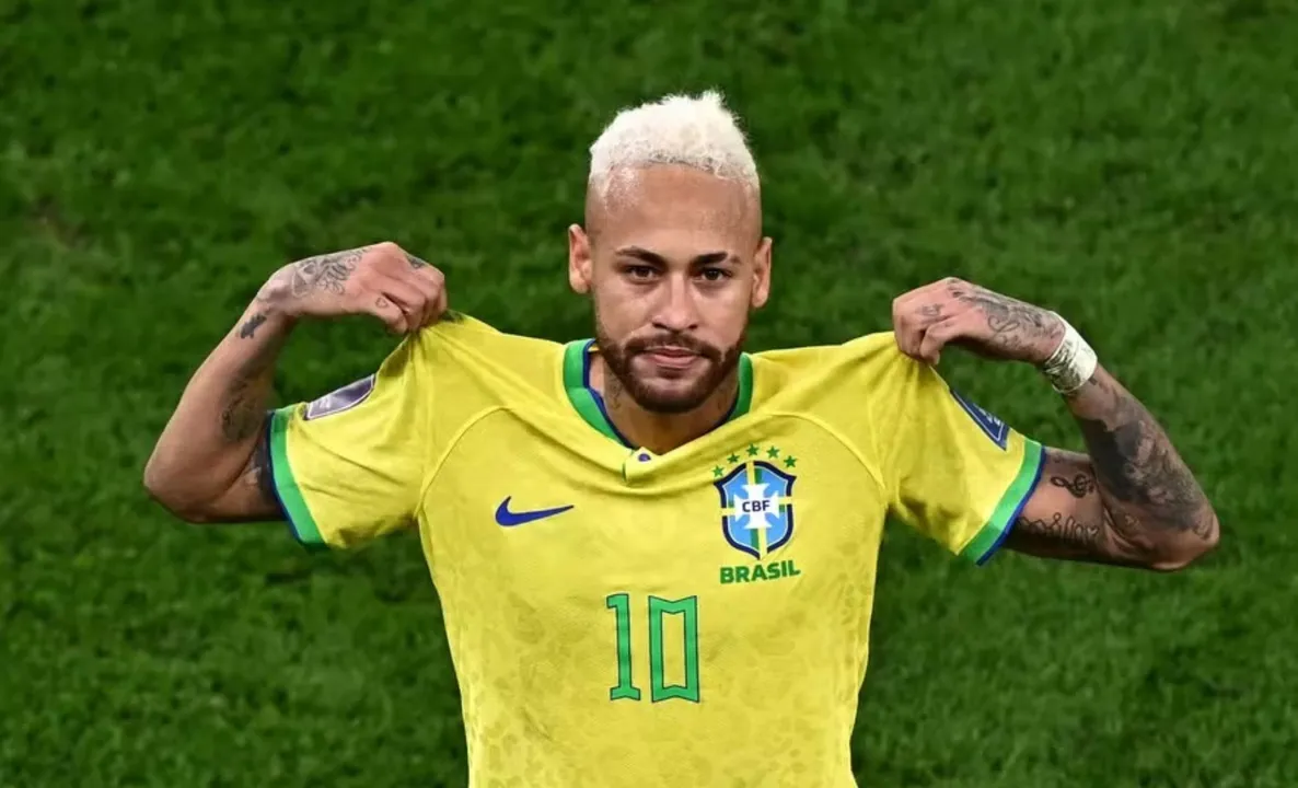 Neymar comemorando gol pela Seleção Brasileira