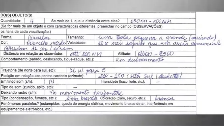 Um dos documentos divulgados pelo Arquivo Nacional cita 'uma bola dez vezes mais rápida que um avião'