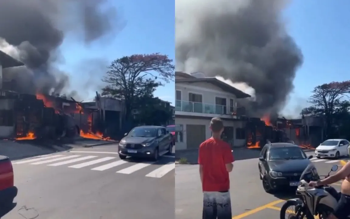 O avião caiu em um estabelecimento comercial