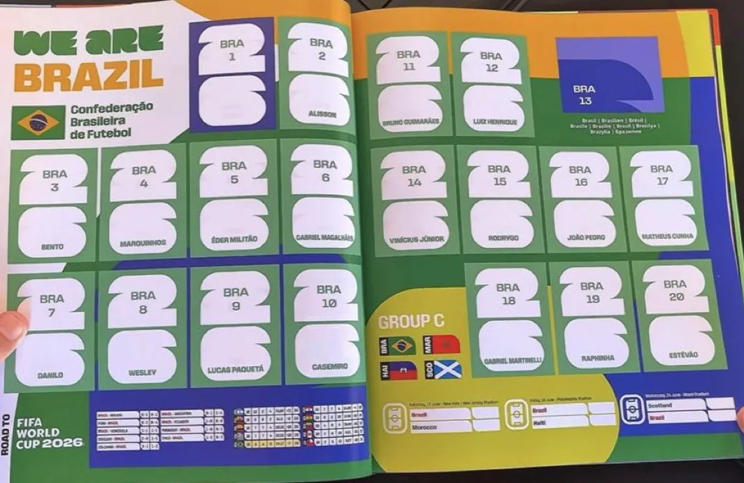 Álbum da Copa do Mundo, página do Brasil
