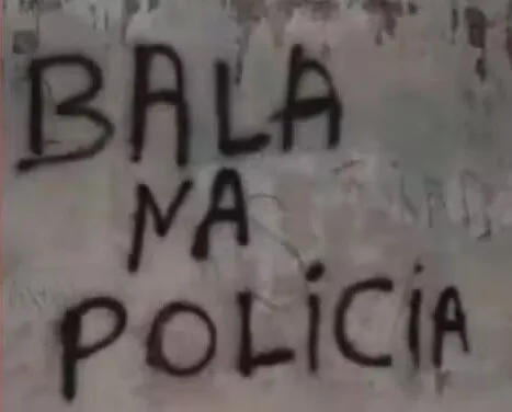 Pichação com a frase “Bala na Polícia” é encontrada em muro
