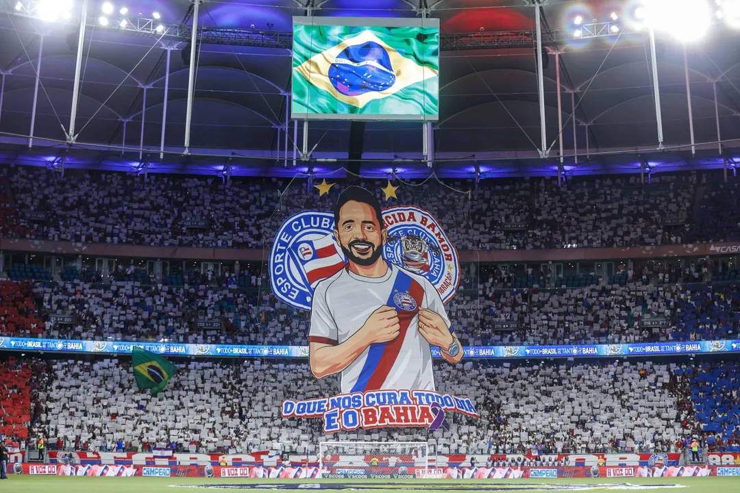 Mosaico 3D exposto pela torcida do Bahia na Arena Fonte Nova