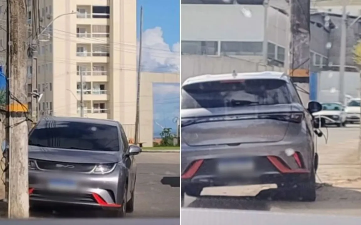 O carro usava a energia do poste para ser carregado