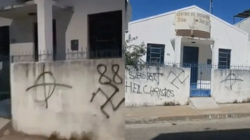 Imagem ilustrativa da imagem Centro de umbanda é alvo de vandalismo com símbolos nazistas na Bahia