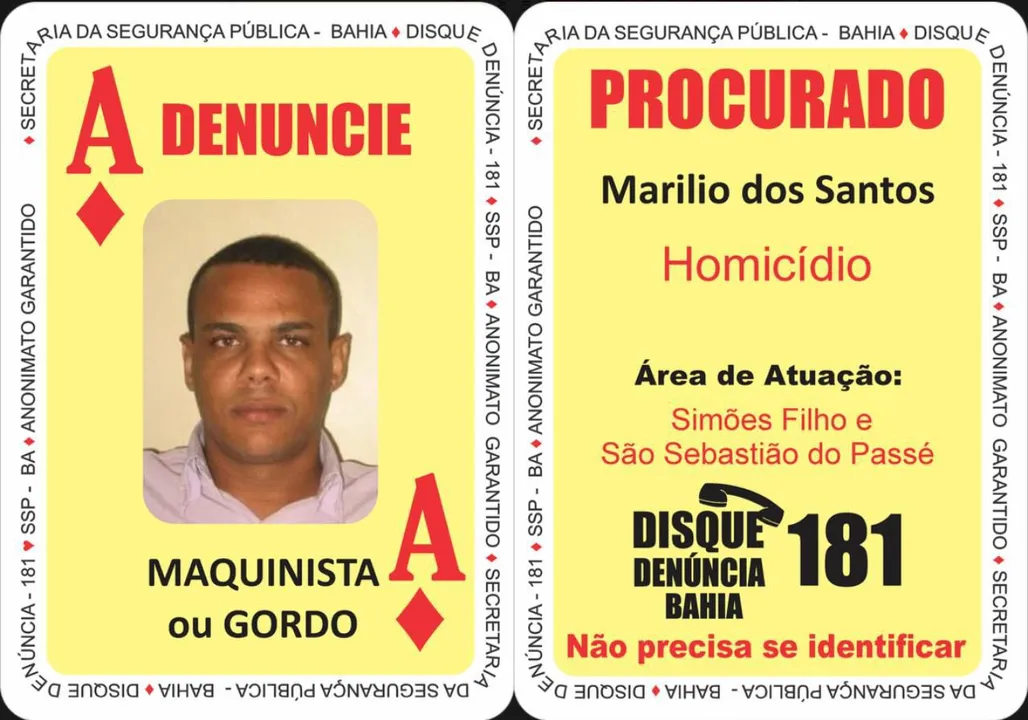 “Ás de Ouros” do Baralho do Crime