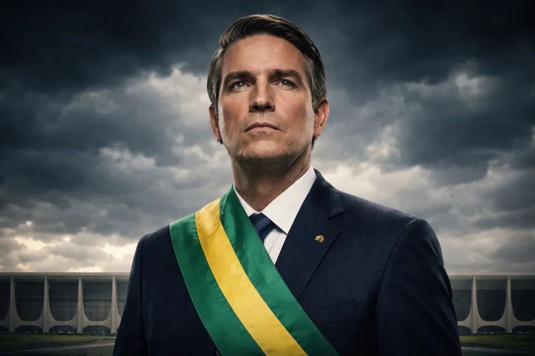 Jim Caviezel caracterizado como Jair Bolsonaro para Dark Horse