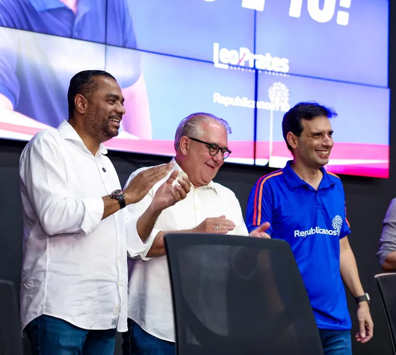 Leo Prates durante ato de filiação, em Salvador