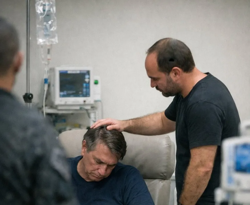 Ex-vereador Carlos Bolsonaro visita o pai, Jair Bolsonaro, na UTI