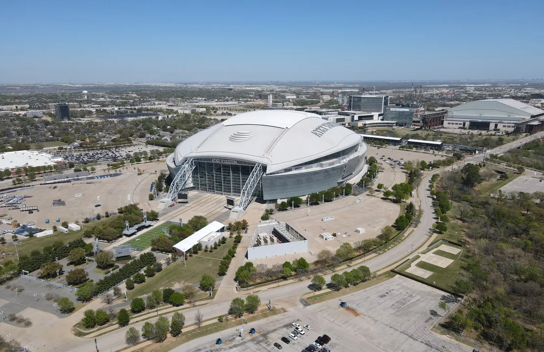 Vista aérea do Estádio de Dallas antes da Copa do Mundo da FIFA de 2026