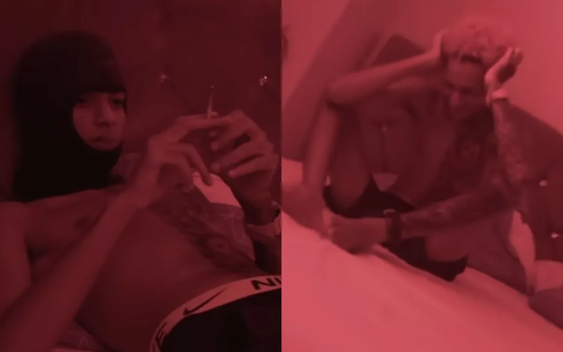 O famoso também aparece fumando no clipe