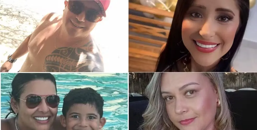 (de cima para baixo): Wesley Carlos da Silva, Juliana Fernanda de Oliveira Silva Ferreira, Bento e Viviane Aredes (filho e mãe) e Erica Fernanda Lima