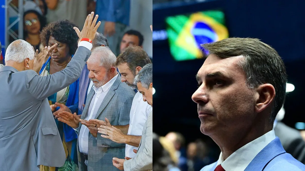 Lula (PT) e Flávio Bolsonaro (PL)