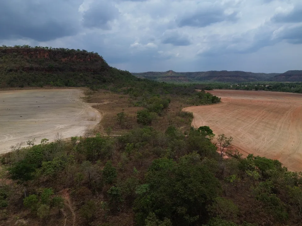 Lavoura de cultivo de soja avança sobre a vegetação do cerrado na região do Vão do Uruçuí, nos Gerais de Balsas