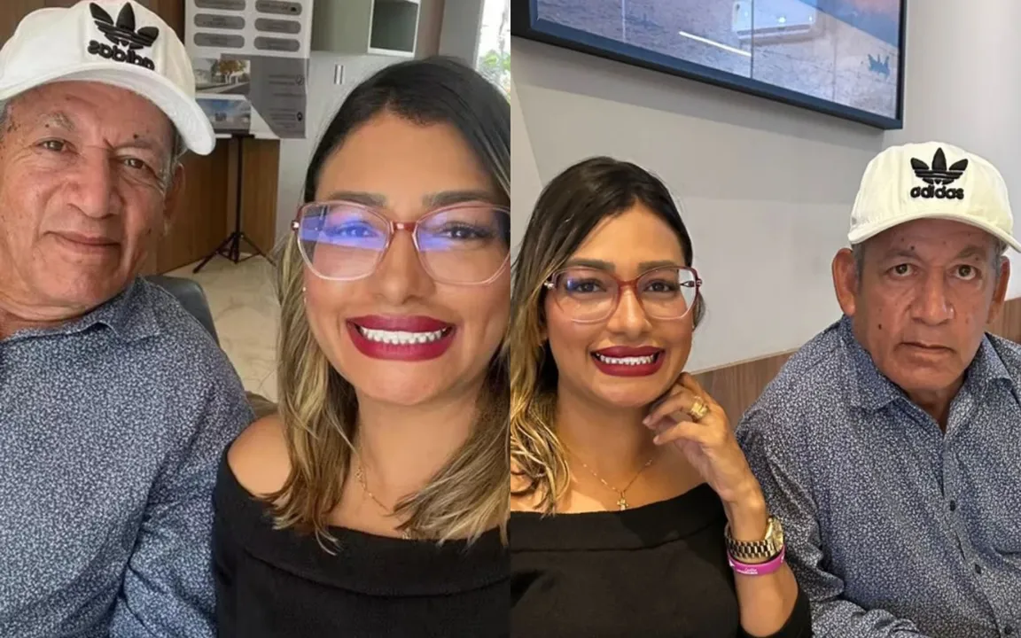 Juliana Bento e seu pai juntos após o encontro