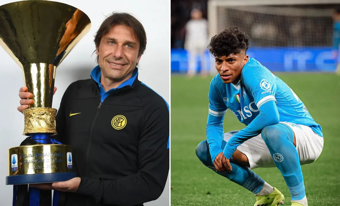 Antonio Conte, técnico do Napoli e Alisson Santos