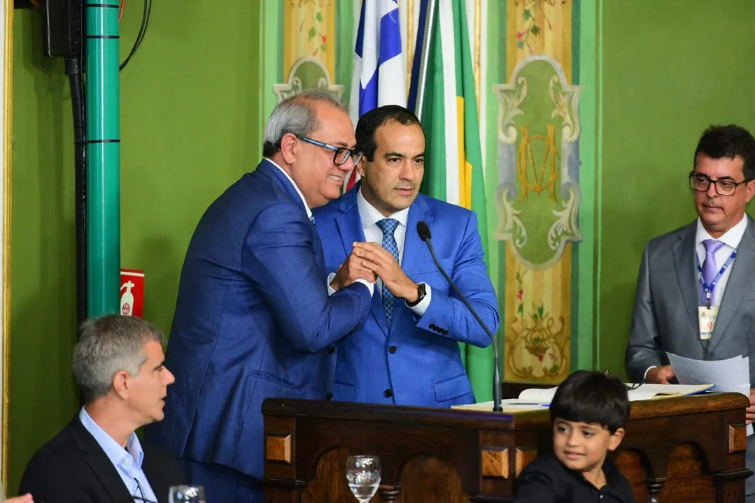 Prefeito de Salvador, Bruno Reis , e presidente da Câmara, Carlos Muniz