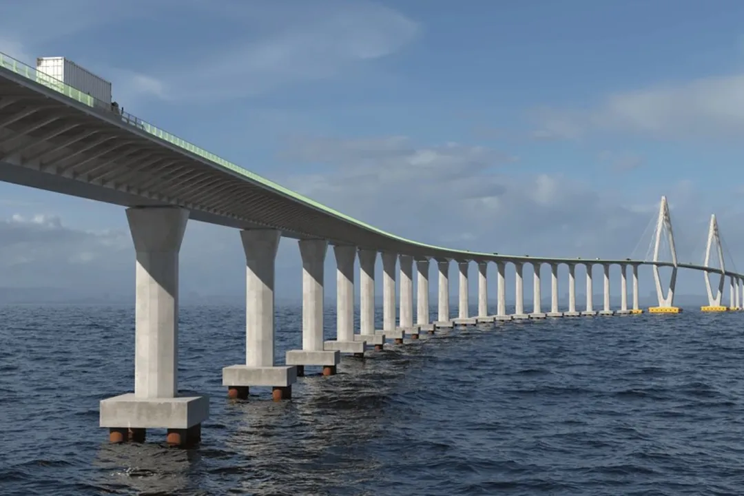 Imagem projetada da Ponte Salvador-Itaparica.