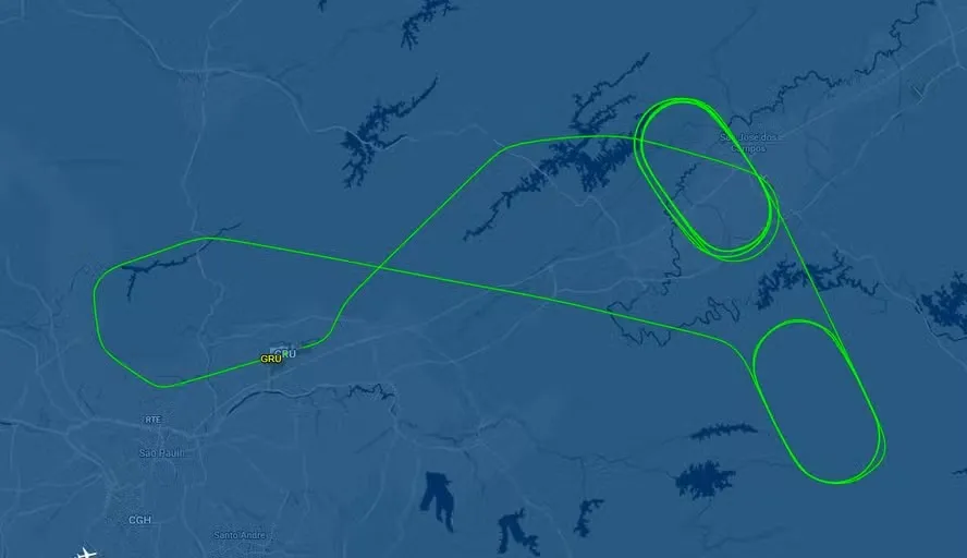 Mapa mostra trajetória do voo LA8180
