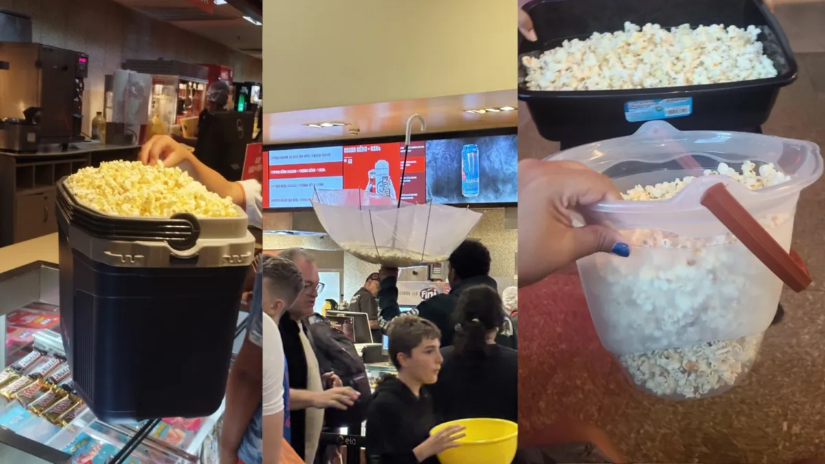 Recipientes utilizados no Dia da Pipoca em 2025