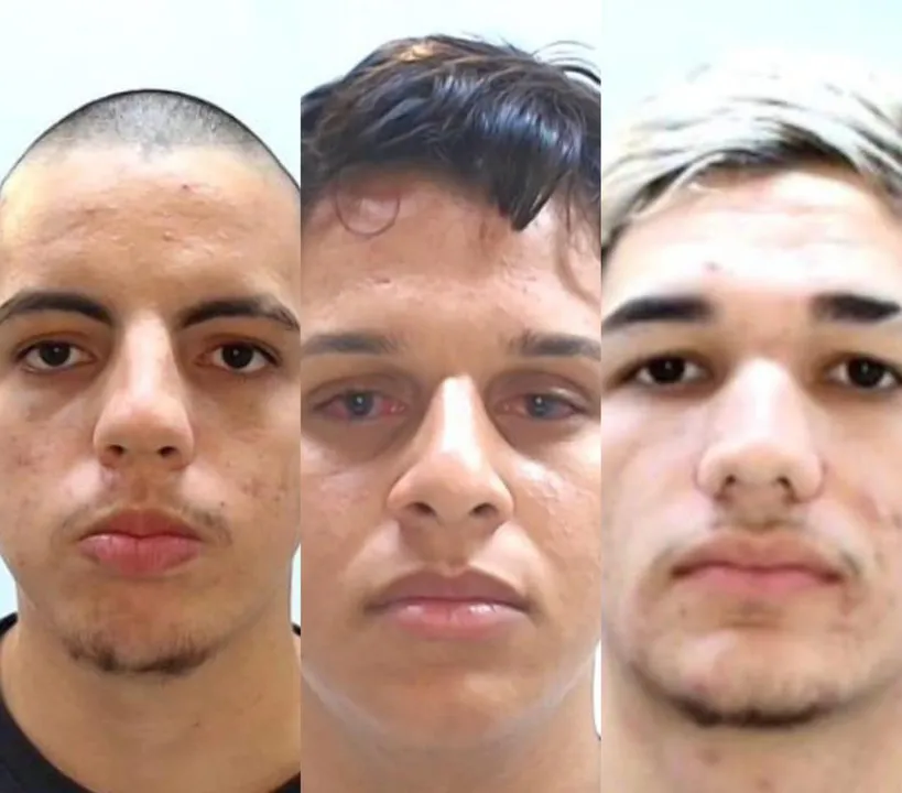 Da esquerda para direita são os irmãos Fernando e Filipe. Na terceira imagem, é o terceiro supeito, identificado como Breno