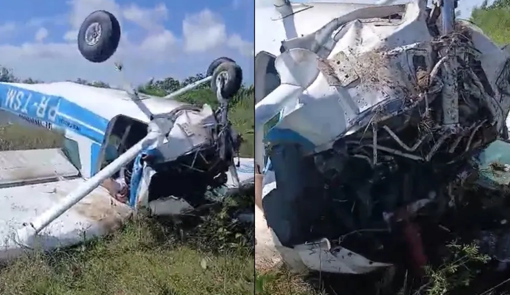 Aeronave de pequeno porte, matrícula PR-TSM, caiu logo após a decolagem