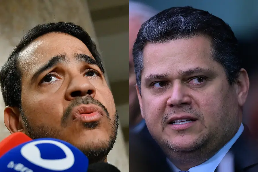 Advogado-geral da União, Jorge Messias (à esquerda) e presidente do Senado, Davi Alcolumbre (à direita)