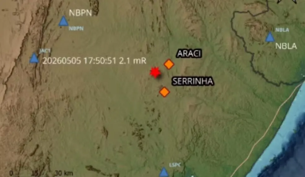 Tremor ocorreu na tarde da terça-feira, 5