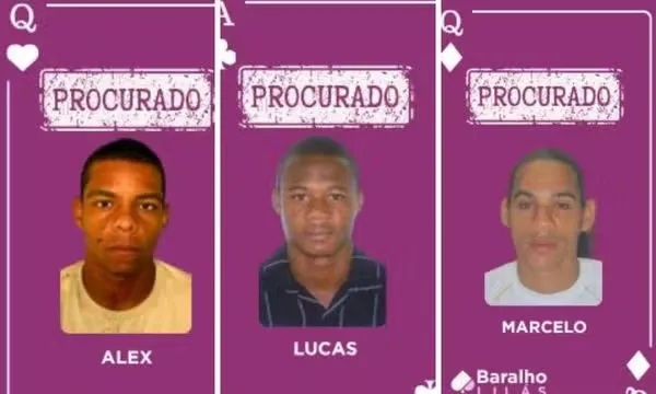 Imagem ilustrativa da imagem Três foragidos são incluídos no 'Baralho Lilás': por crimes contra mulheres