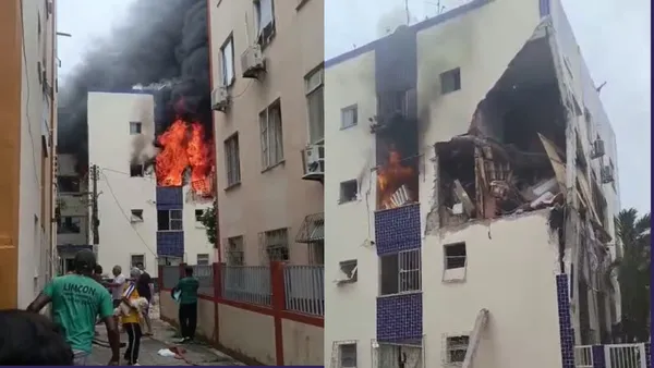 Grande explosão em prédio no bairro do Stiep, em Salvador.