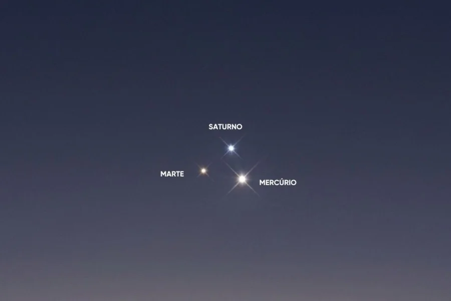 Fenômeno formado por Marte, Saturno e Mercúrio poderá ser visto pouco antes do nascer do sol