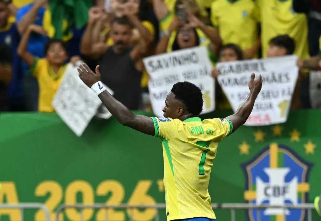 Vinicius Jr em ação pela Seleção Brasileira