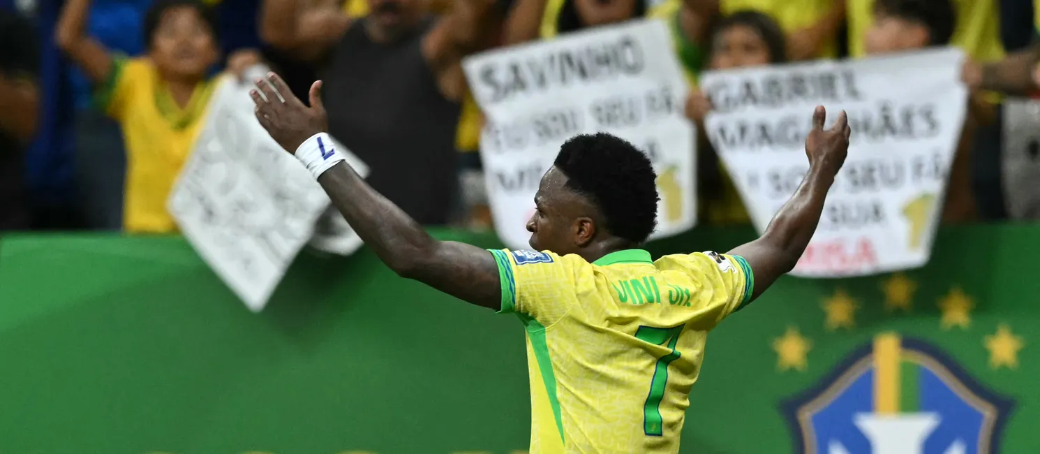 Vinicius Jr em ação pela Seleção Brasileira