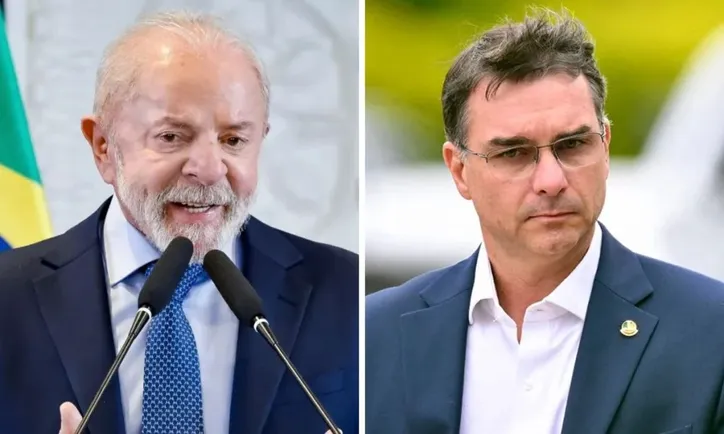 Presidente Lula, pré-candidato à reeleição, e Flávio Bolsonaro, pré-candidato à Presidência