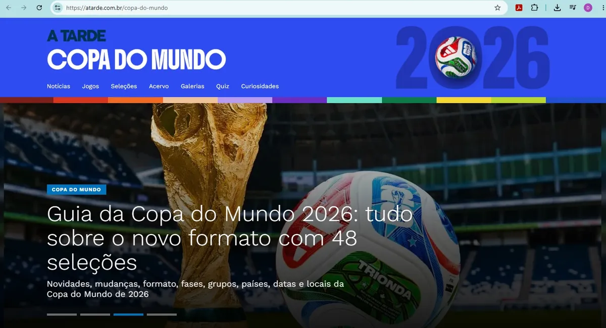 Hub lançado por A TARDE para a Copa do Mundo