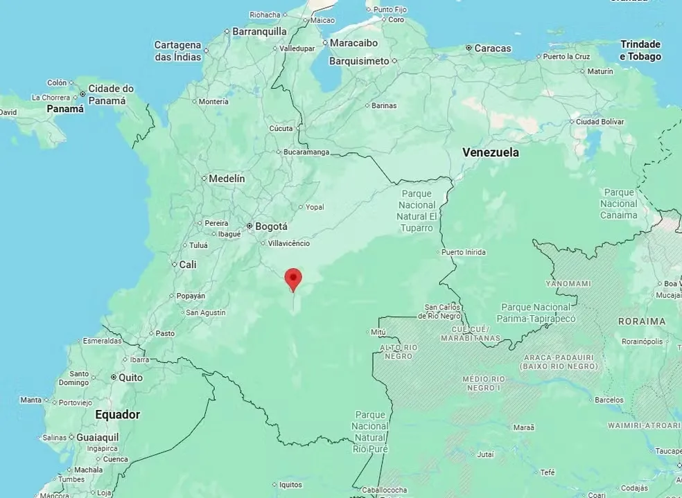 Mapa mostra local do confronto na Colômbia