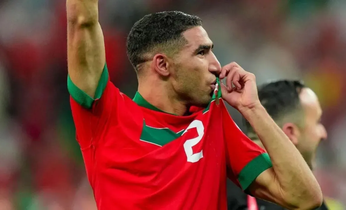 Hakimi em campo pela seleção marroquina