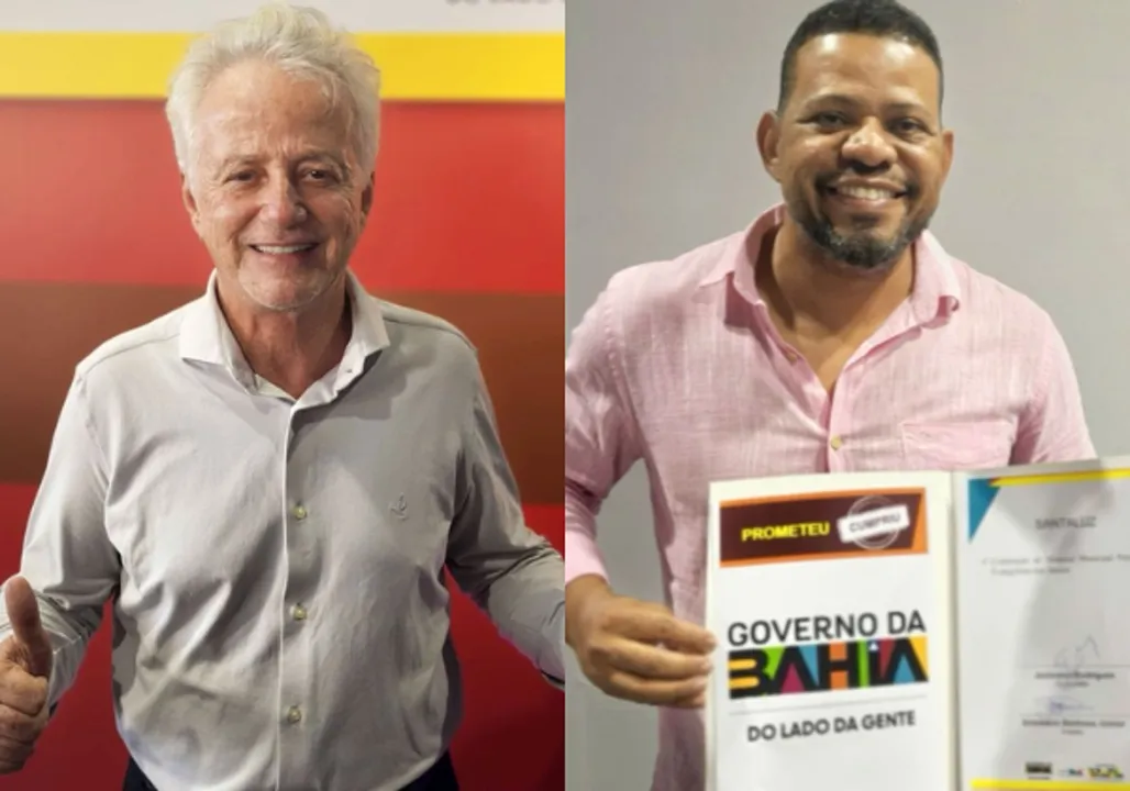 Os prefeitos de Araçás, Agamenon Coelho (União Brasil), e de Santaluz, Dr. Arismário (Avante).