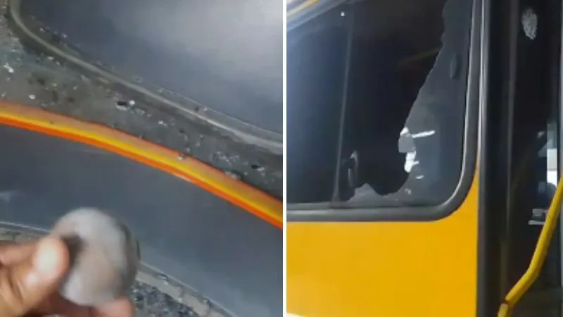 Imagem ilustrativa da imagem Vídeo: ônibus com torcedores do Vitória é atacado; rodoviário fica ferido