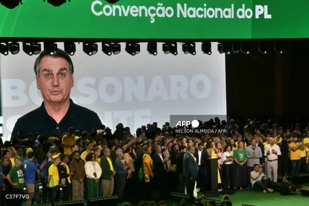 Vídeo gerado por inteligência artificial do ex-presidente Jair Bolsonaro exibido na convenção do PL no último sábado, 25.