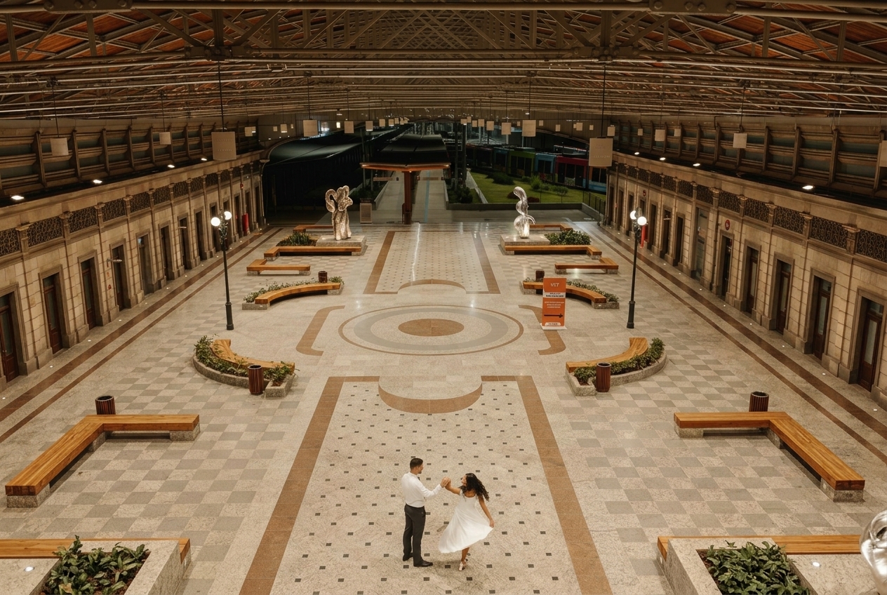 Casal faz ensaio pré-casamento em estação histórica do VLT de Salvador