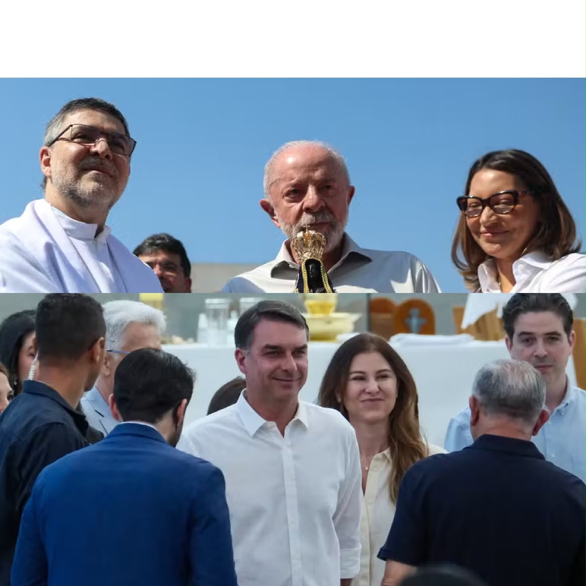 Lula e Flávio Bolsonaro participam de missas no Dia de N. S. Aparecida
