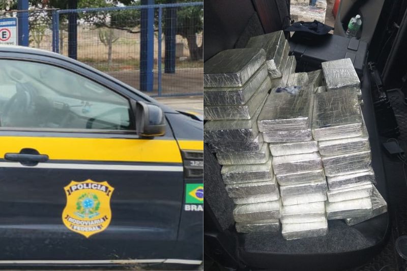 PRF apreende 50kg de cocaína em porta-malas de carro após acidente