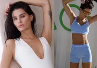 Férias na Bahia! Isabeli Fontana posa de biquíni rosa ao lado do filho