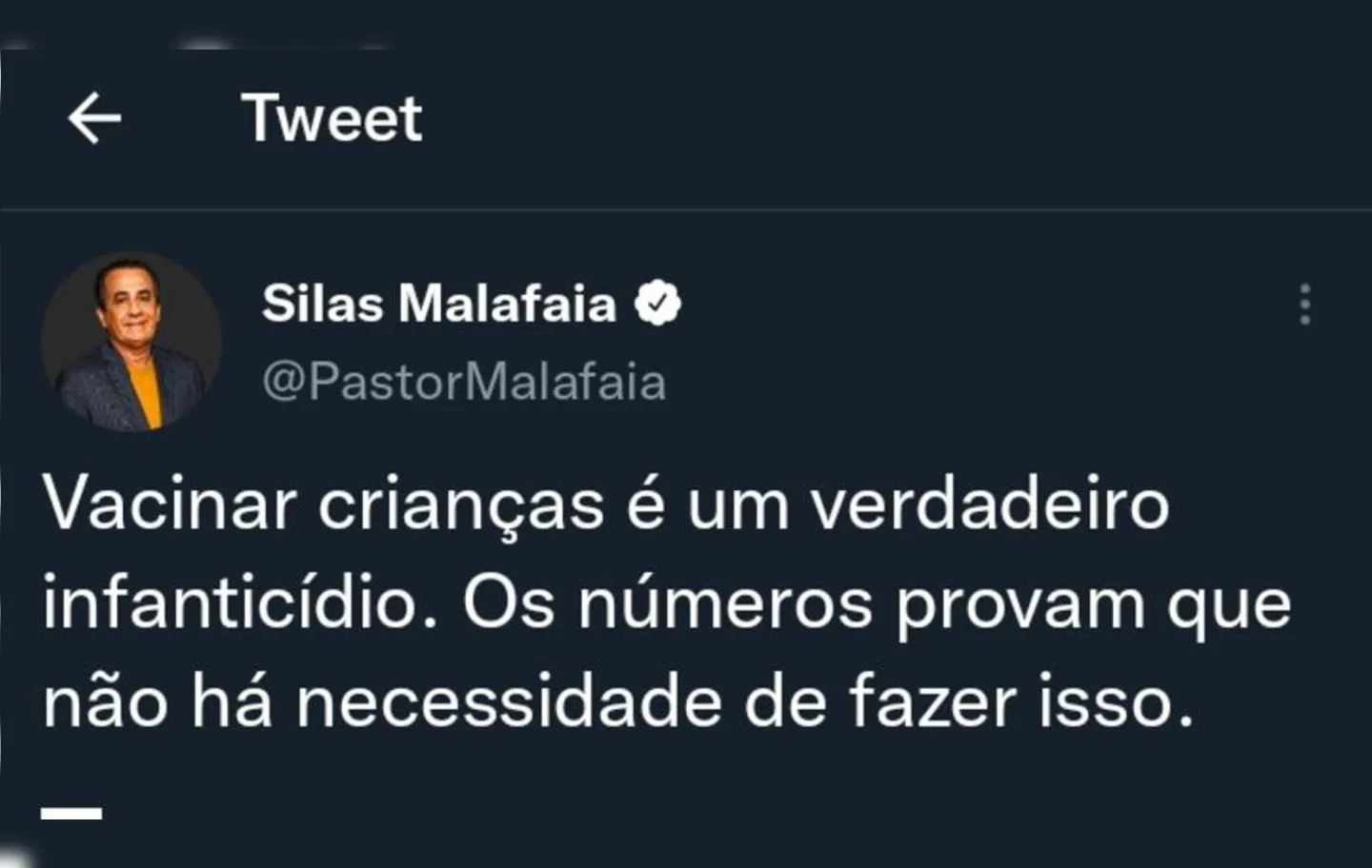 O pastor, é alinhado ideologicamente com o presidente Jair Bolsonaro (PL), que também tem posição contrária à vacinação em crianças