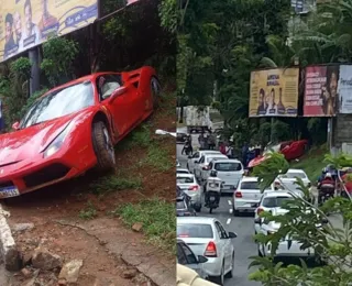 Motorista de Ferrari perde controle e invade calçada na Garibaldi