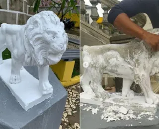 Prefeitura de Ilhéus culpa servidor por pintura em estátua de leão