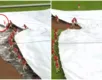 Homem é 'engolido' por lona que cobria gramado de beisebol; vídeo - Imagem
